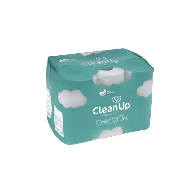 دستمال توالت کلین آپ مدل ابر بسته 12 عددی