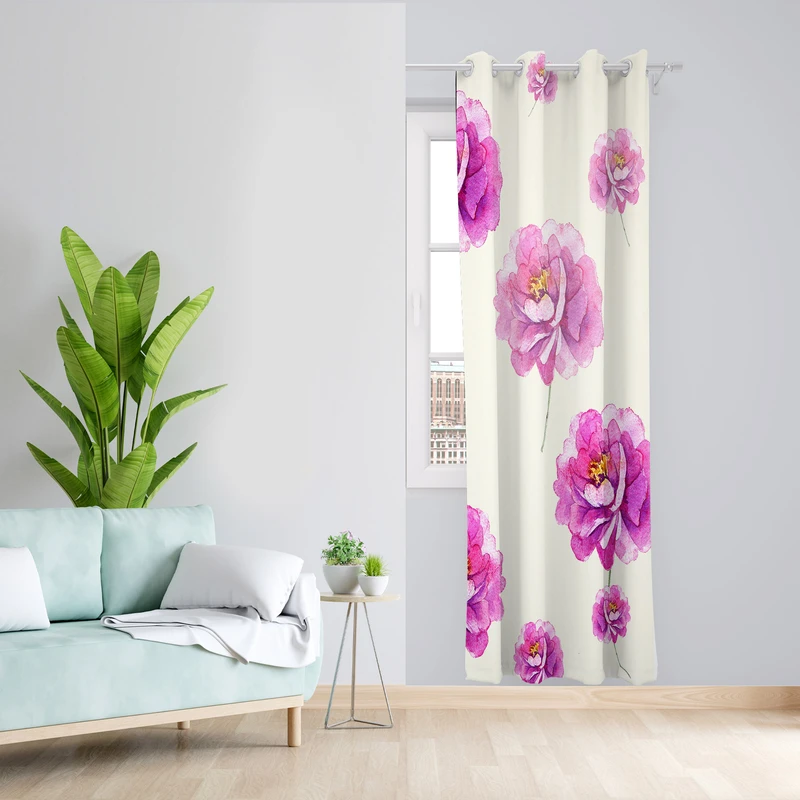 پرده طرح گل مدل مخمل پانچی کد 1910 z سایز 140x200 سانتی متر