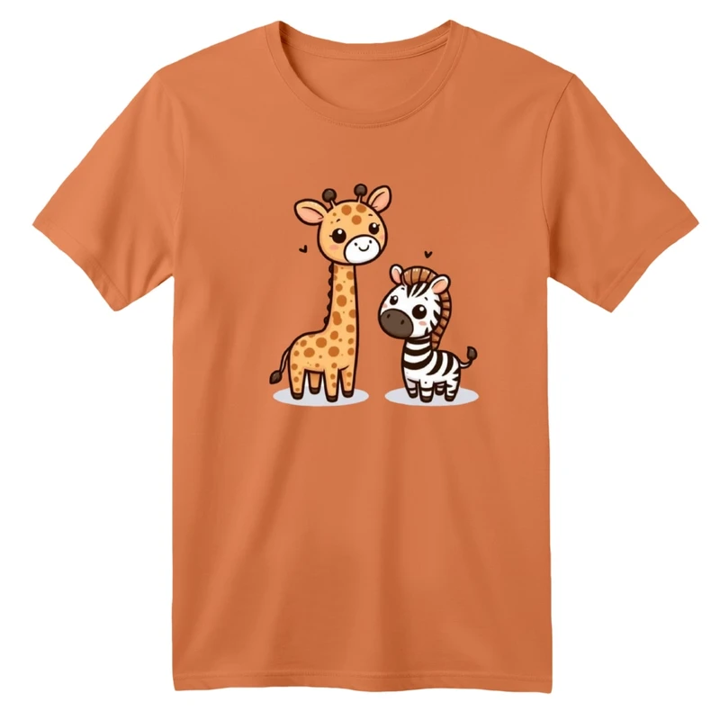 تی‌شرت آستین کوتاه لانگ بچگانه مدل زرافه و گورخر