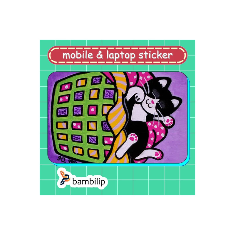 استیکر بامبیلیپ مدل کارت عابر طرح گربه در سبد لباس چرکها کد 6637144