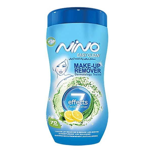 دستمال مرطوب پاک کننده آرایش نینو مدل EASY CLEAN مجموعه دو عددی