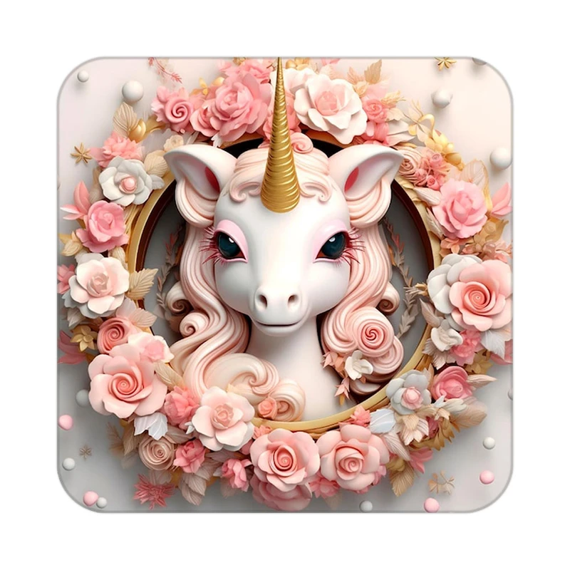 زیر لیوانی کاکتی طرح اسب تک شاخ و یونیکورن مدل mp31033