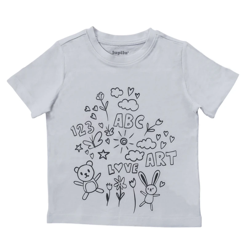 تی‌شرت آستین کوتاه دخترانه لوپیلو مدل رنگ آمیزی