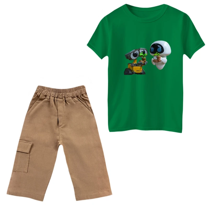 ست تی‌شرت و شلوارک پسرانه مدل والی و ربات