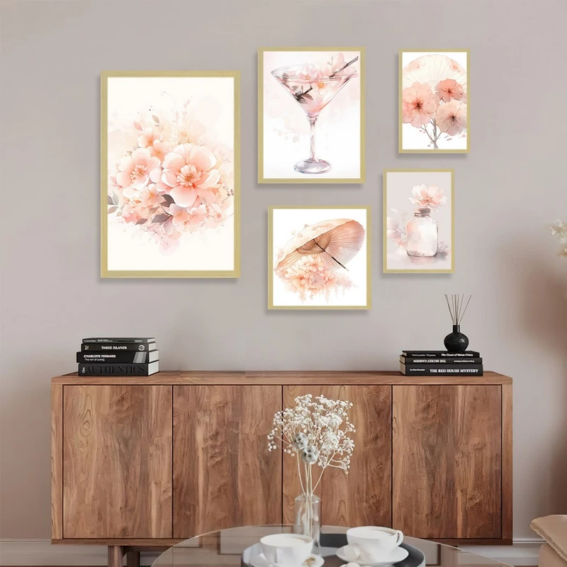 تابلو بکلیت طرح گل مدرن مدل BE-1236 مجموعه 5 عددی 