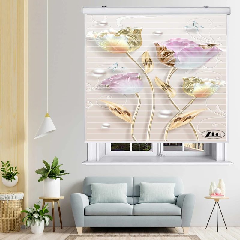 پرده زبرا زیو مدل سیلوئت کد 3D1155 سایز 150x150 سانتی متر