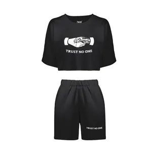 ست نیم تنه و شلوارک زنانه مدل trust no one