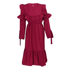 پیراهن دخترانه مدل کلاسیک رنگ زرشکی