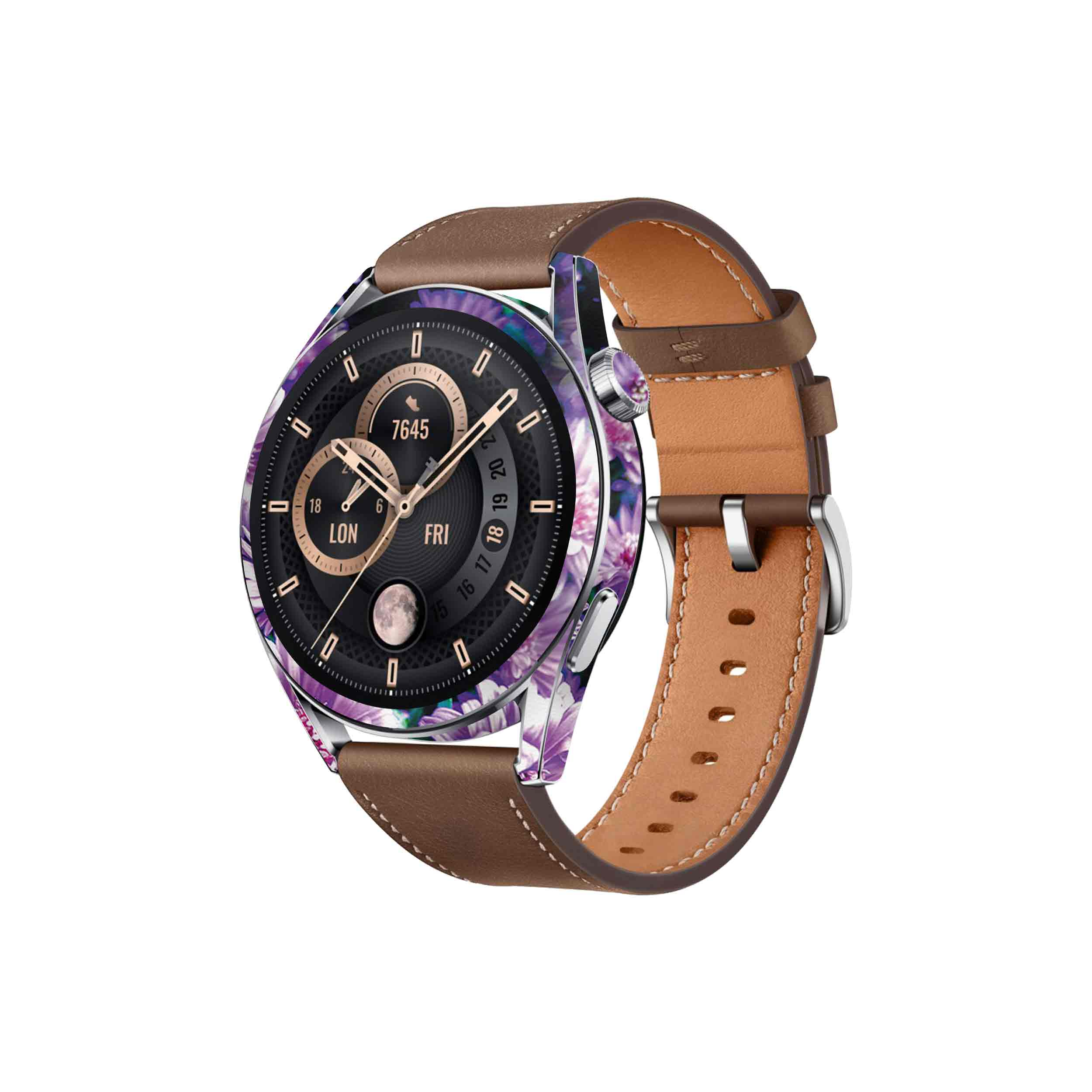 برچسب ماهوت طرح Purple-Flower مناسب برای ساعت هوشمند هوآوی Watch GT 3 46mm