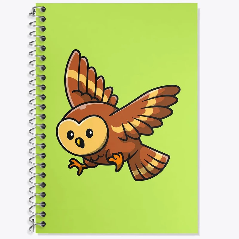 دفتر زبان 50 برگ خندالو مدل سه خط طرح حیوانات بامزه جغد کد 29650