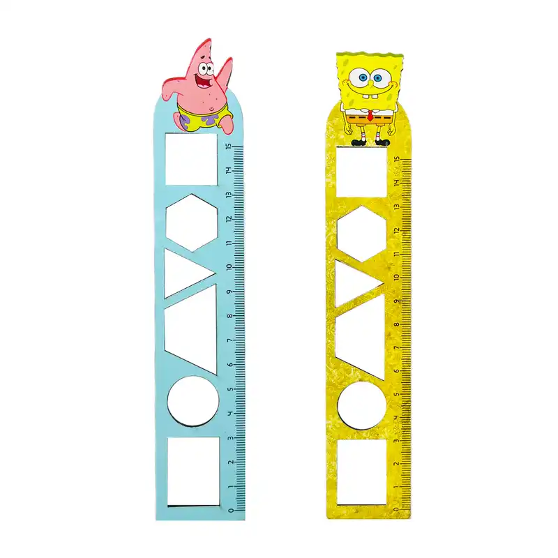 خط کش 15 سانتیمتری مدل باب اسفنجی و پاتریک مجموعه 2 عددی