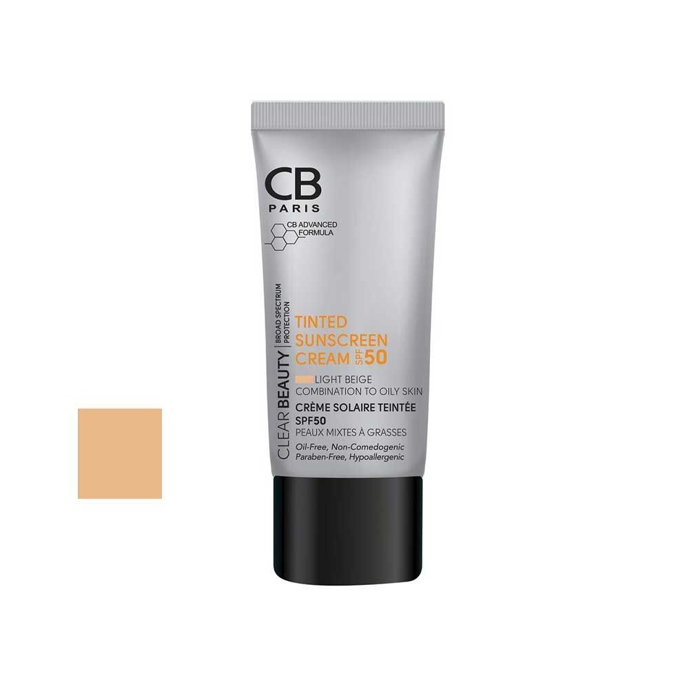 کرم ضد آفتاب رنگی سی بی پاریس SPF 50 مدل 01 مناسب پوست های مختلط و چرب حجم 40 میلی‌لیتر -  - 2