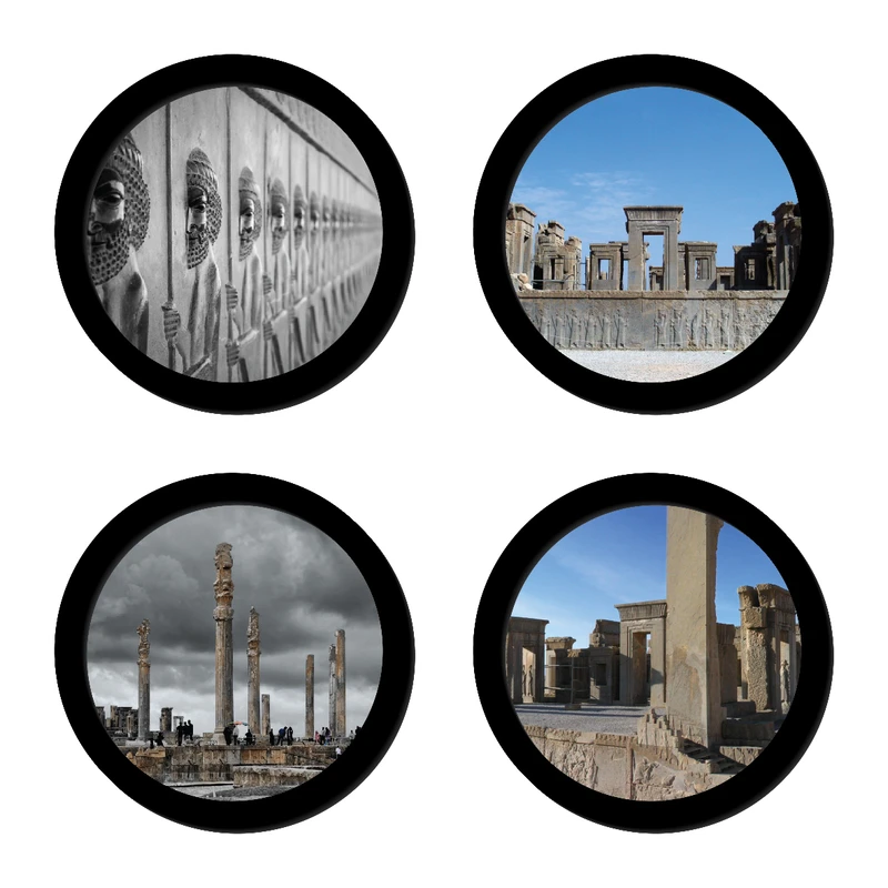 تابلو مدل دایره ای گردشگری طرح تخت جمشید کد 300 مجموعه 4 عددی 