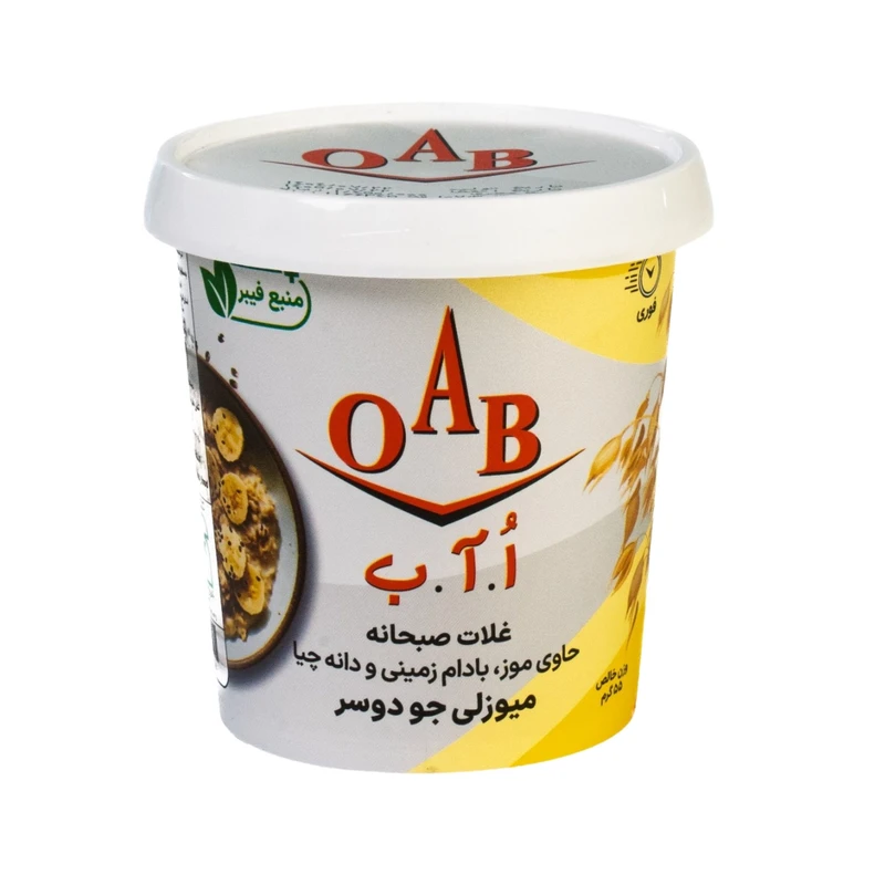 میوسلی جو دوسر و موز و بادام زمینی اُ آ ب - 55 گرم