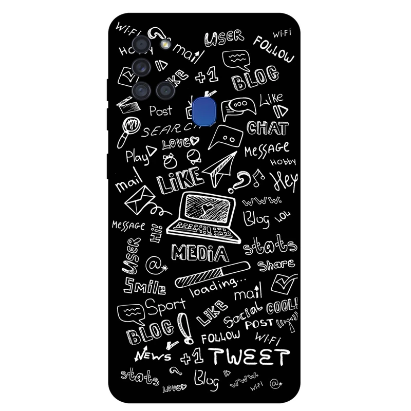 کاور مگافون طرح رسانه های اجتماعی مدل 1898 مناسب برای گوشی موبایل سامسونگ Galaxy A21 S         