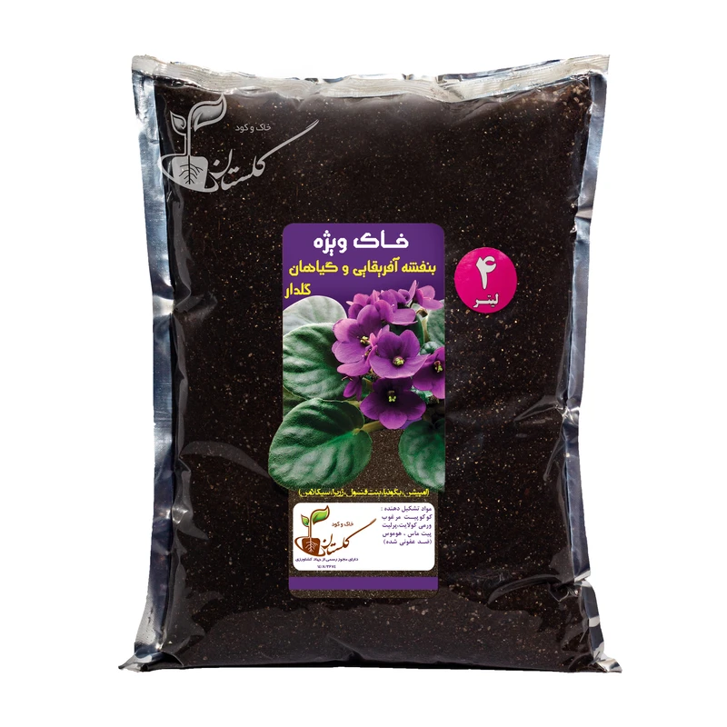 خاک ویژه بنفشه آفریقایی و گیاهان گلدار  خاک و کود گلستان مدل GKH15 حجم 4 لیتر