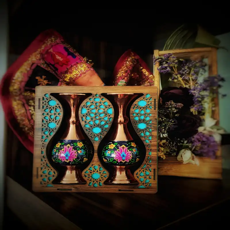 گلدان مسی مدل پرداز کد 16-bybox مجموعه 2 عددی