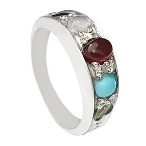 انگشتر نقره زنانه مدل پنج جواهر حرزدار کدVA6673