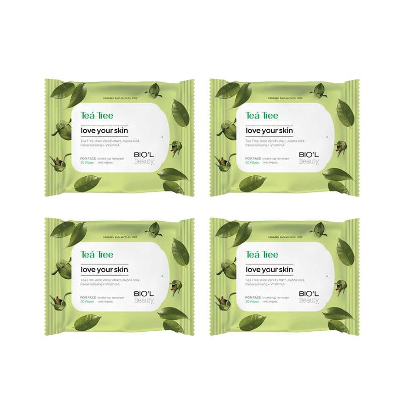 دستمال مرطوب بیول مدل Tea Tree مجموعه 4 عددی دستمال مرطوب بیول مدل Tea Tree مجموعه 4 عددی