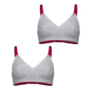 سوتین بدون فنر  زنانه مدل نخی ملانژ طرح خالدار بسته 2 عددی