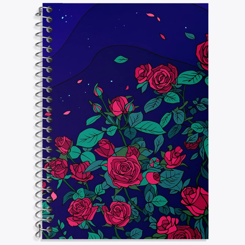 دفتر زبان 50 برگ خندالو مدل دو خط طرح گل رز کد N4458