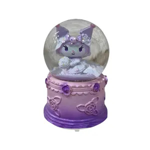 گوی موزیکال مدل برفی شخصیت کارتونی kuromi کرومی کد 3323