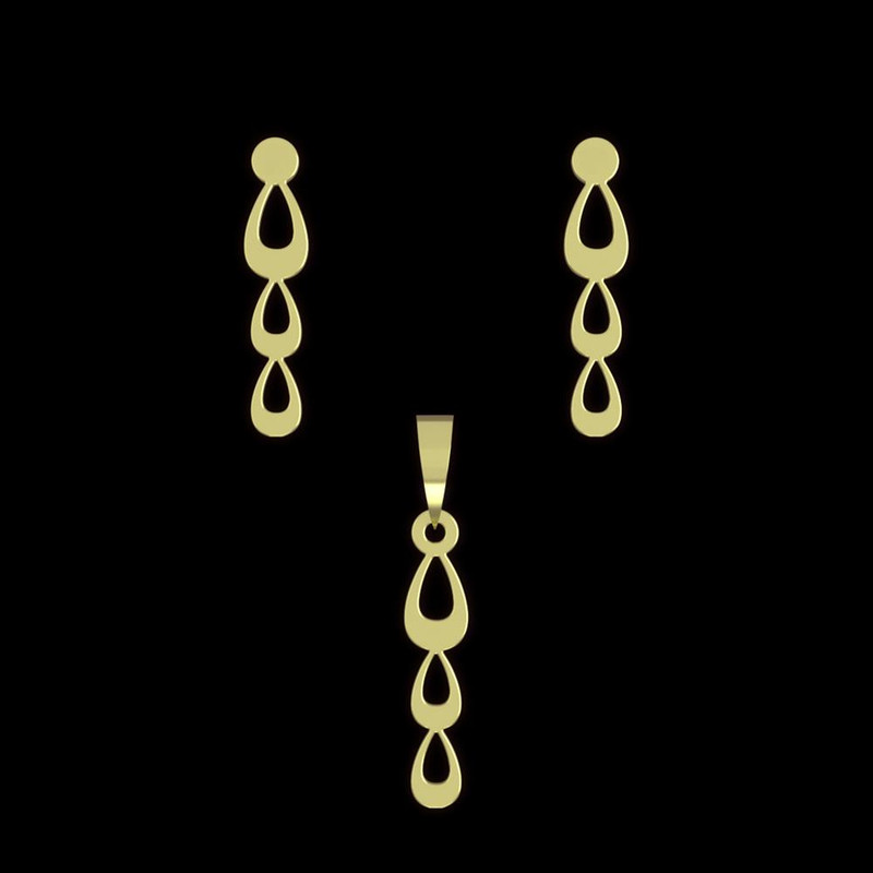 نیم ست طلا 18 عیار زنانه مدوپد مدل سه اشک کد NA12839