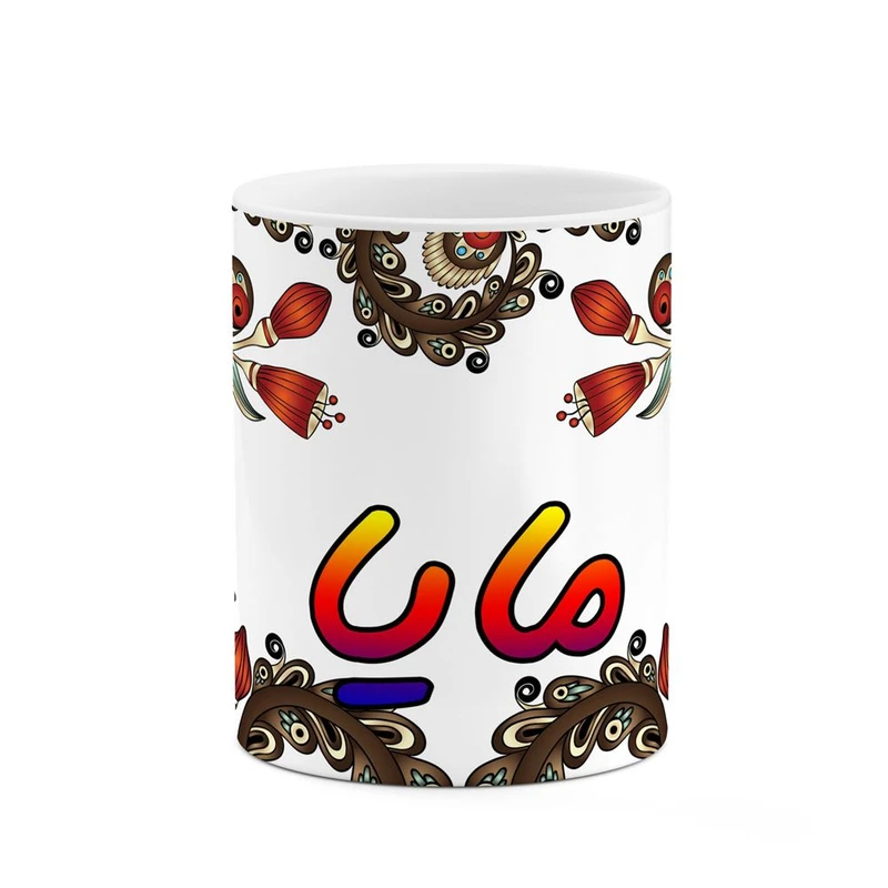 ماگ کاکتی مدل اسم مایا طرح سنتی گل و بته کد mgh47075