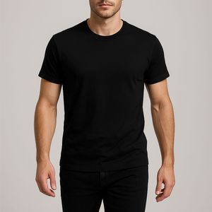 تی‌شرت آستین کوتاه مردانه روان بخش مدل کلاسیک رنگ مشکی
