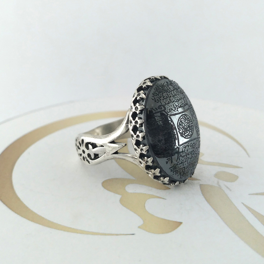 انگشتر نقره مردانه ملک زیور مدل حدید چهار قل کد 268