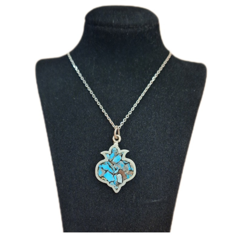 گردنبند نقره زنانه مدل فیروزه کوب کد ZIF24 گردنبند نقره زنانه مدل فیروزه کوب کد ZIF24