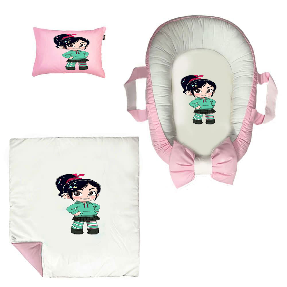 سرویس خواب سه تکه نوزاد ناریکو مدل گارد محافظ دار طرح دختر کارتونی کد 0332