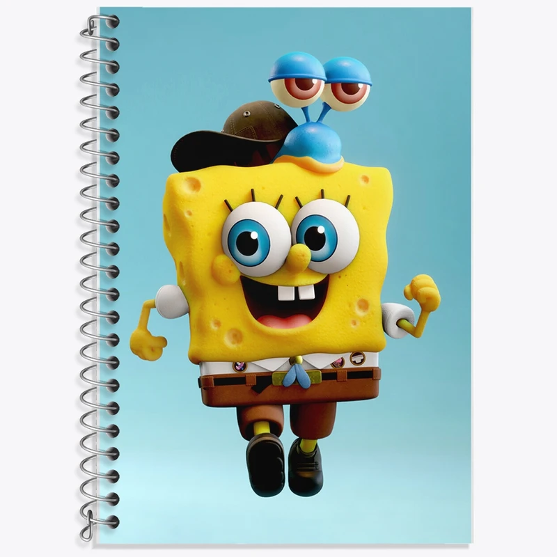 دفتر زبان 50 برگ خندالو مدل سه خط طرح باب اسفنجی و گری کد F312