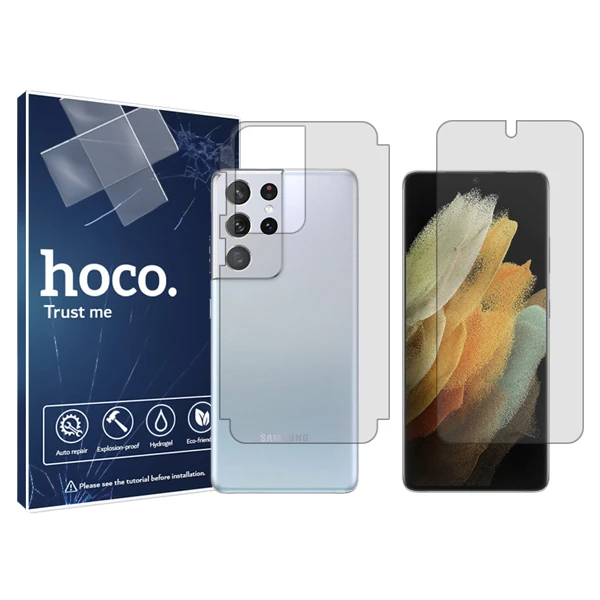 محافظ صفحه نمایش شفاف هوکو مدل HyGEL مناسب برای گوشی موبایل سامسونگ Galaxy S21 Ultra به همراه محافظ پشت گوشی