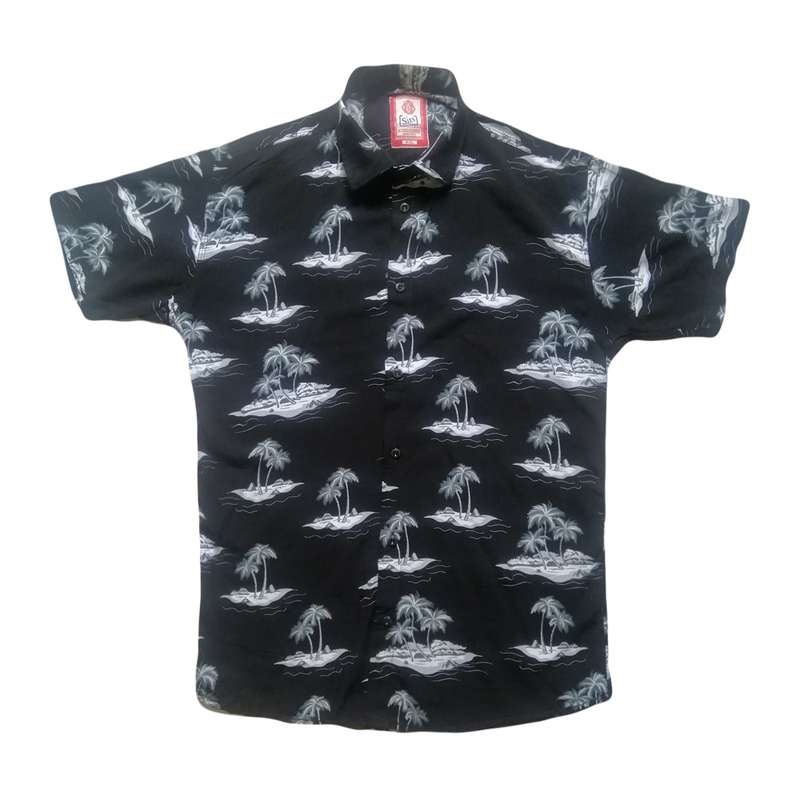 پیراهن آستین کوتاه مردانه سرز مدل  هاوایی رنگ مشکی