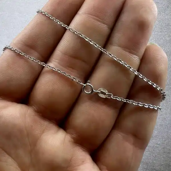 زنجیر نقره زنانه مدل دیپلمات تراش خورده ایتالیایی کد 45482