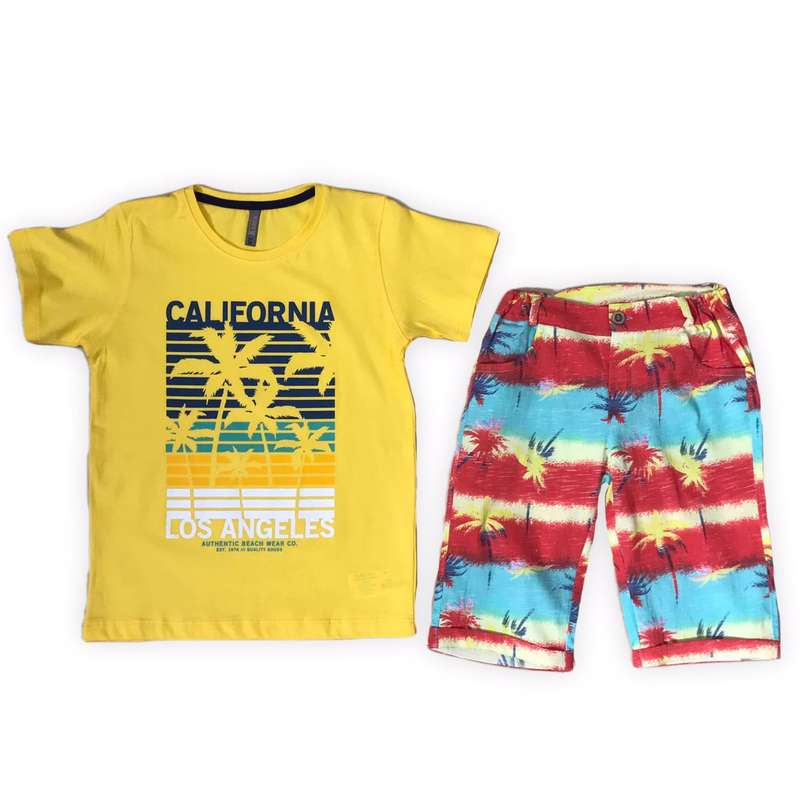 ست تی شرت و شلوارک پسرانه مدل 1058