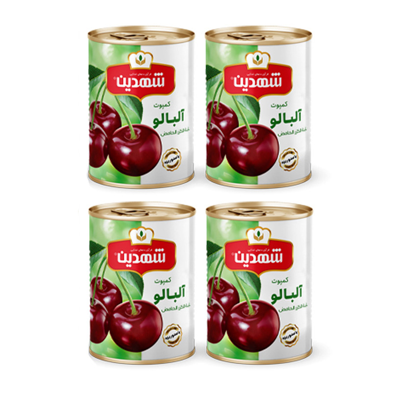 کمپوت آلبالو شهدین - 370 گرم بسته 4 عددی