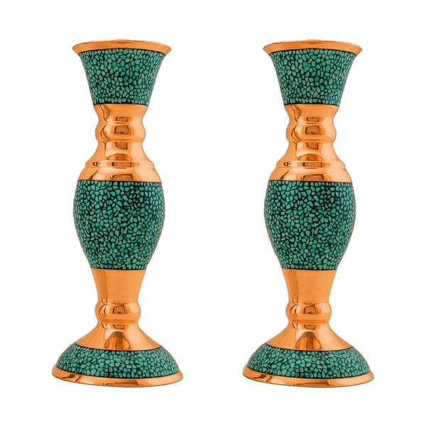 شمعدان فیروزه کوبی حامد کریمی طرح کمرباریک مدل hf175 بسته دوعددی