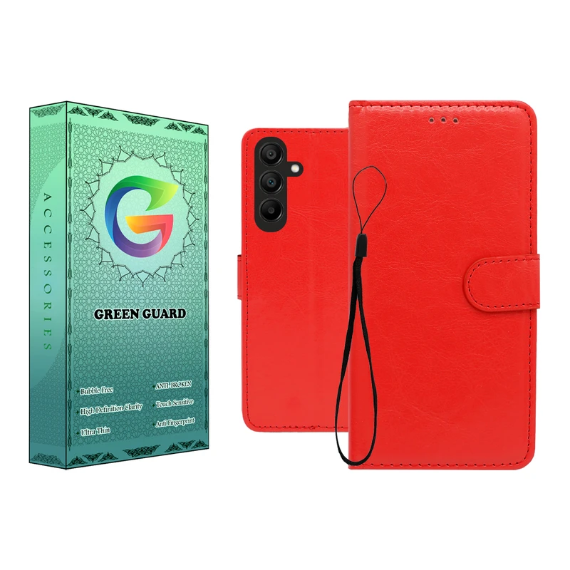 کیف کلاسوری گرین گارد طرح چرمی مدل Landing کد 04 مناسب برای گوشی موبایل سامسونگ Galaxy A15 به همراه بند آویز