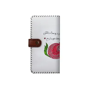 کیف پول چرمی ترمه طراحان ایده مدل بنددار طرح دوستت دارم کد brn022