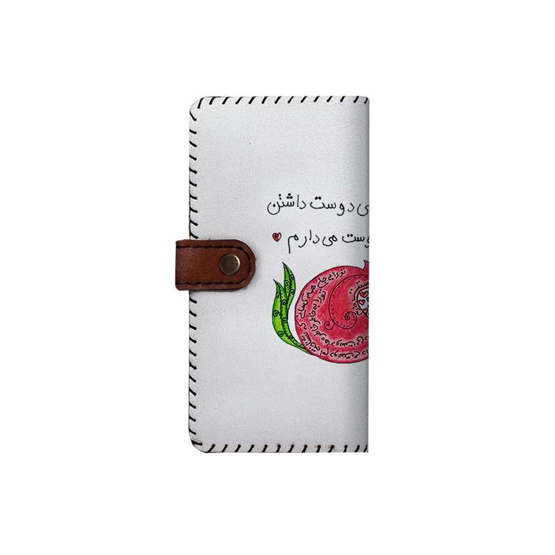 کیف پول چرمی ترمه طراحان ایده مدل بنددار طرح دوستت دارم کد brn022