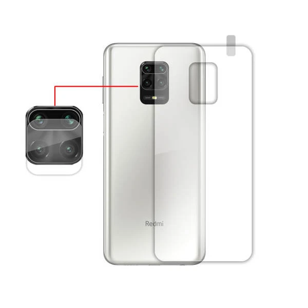محافظ لنز دوربین کد ep001 مناسب برای گوشی موبایل شیائومی Redmi Note 9s به همراه محافظ پشت گوشی
