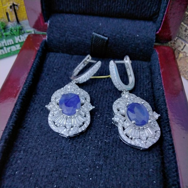 گوشواره نقره زنانه مدل کبود glsr-2263