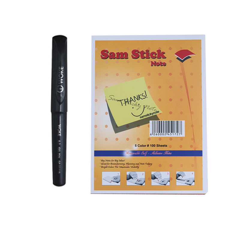 کاغذ یادداشت چسب دار سام استیک نوت   مدل note _pen به همراه روان نویس