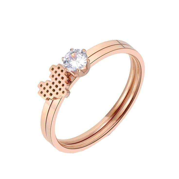  انگشتر طلا 18 عیار زنانه قیراط طرح قلب کد GH3208