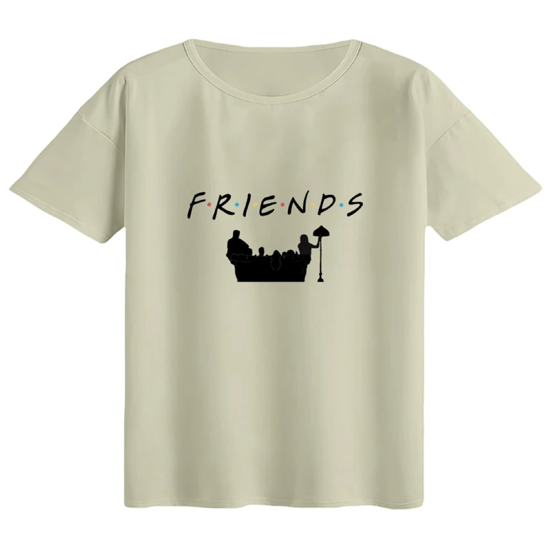تی‌شرت اورسایز آستین کوتاه زنانه مدل باکسی طرح Friends کد۱