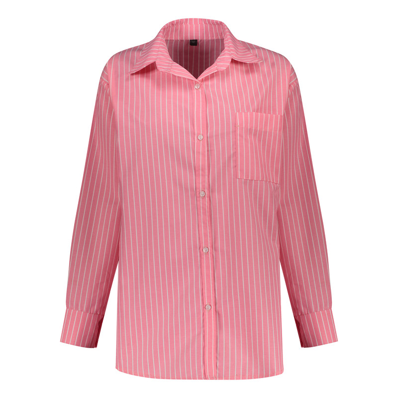 شومیز آستین بلند یقه دکمه دار زنانه مدل راه راه