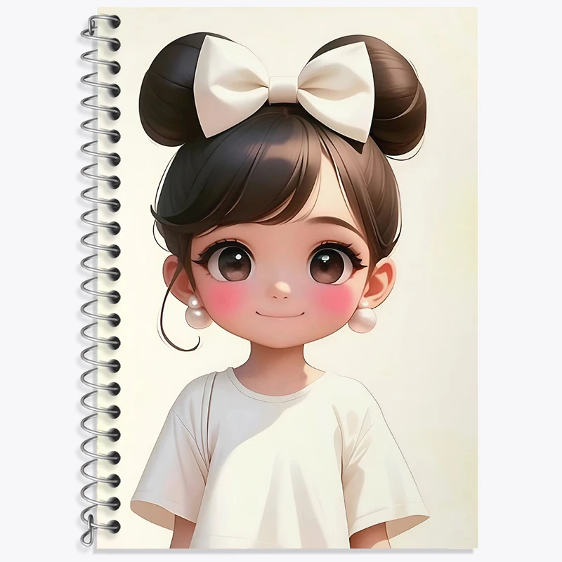 دفتر زبان 50 برگ خندالو مدل دو خط طرح دخترانه کیوت کد N4524