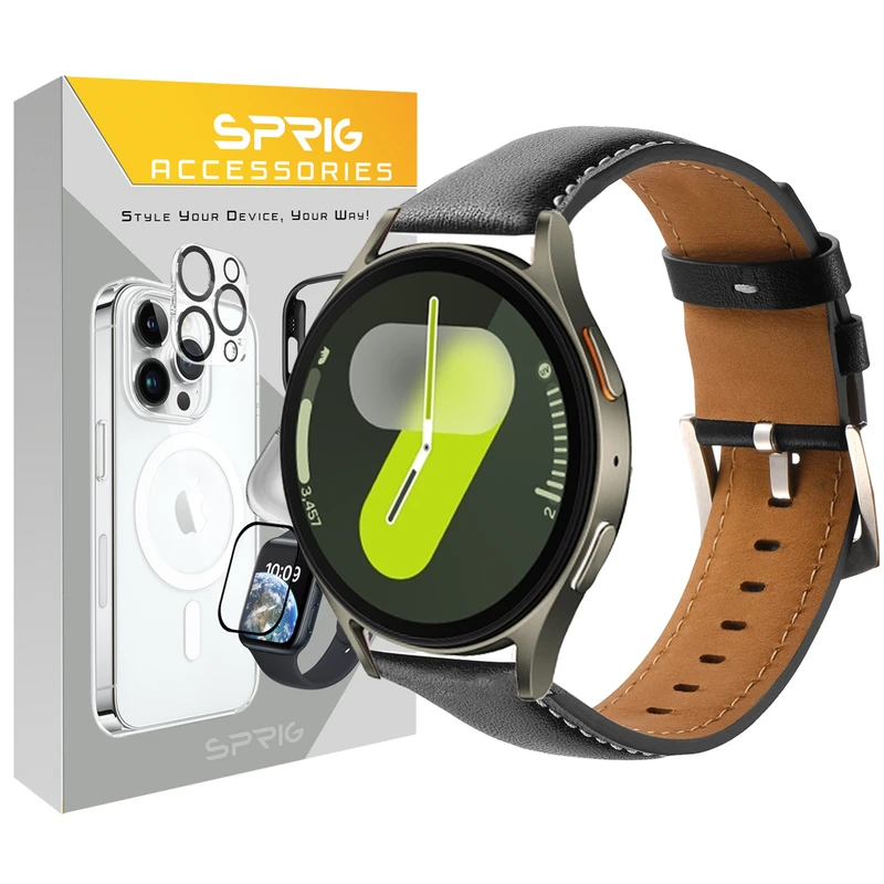 بند اسپریگ مدل SMP Leather مناسب برای ساعت هوشمند سامسونگ Galaxy Watch 4/5/6/7/FE سایز 40/43/44/46/47 میلی متری